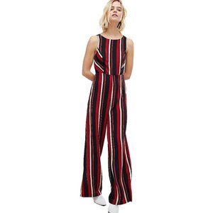 new look/ASOS vertical stripe wide leg jumpsuit w strappy open back